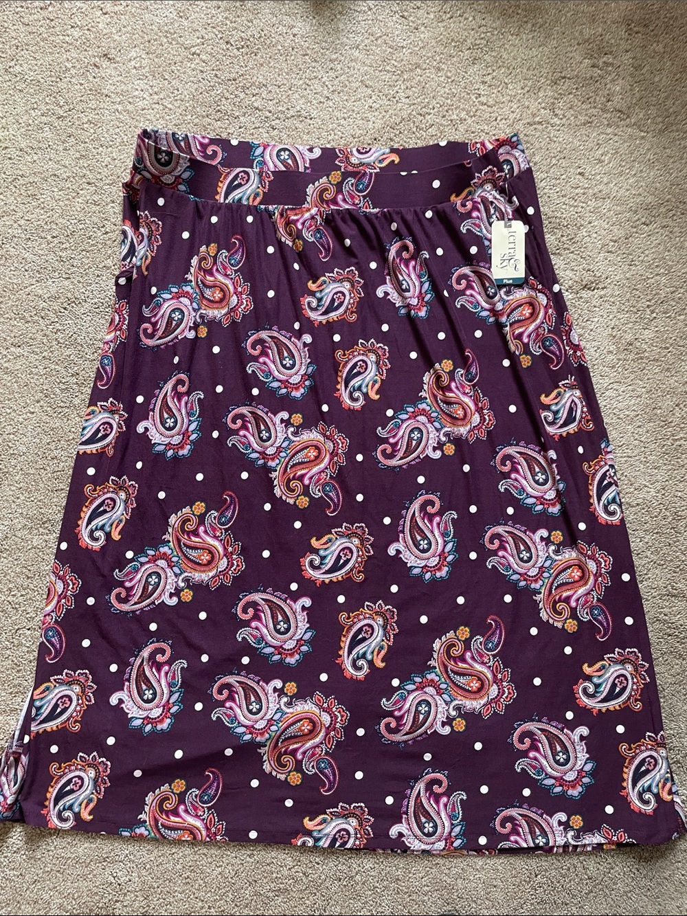 Terra & Sky Purple Paisley Print Skirt